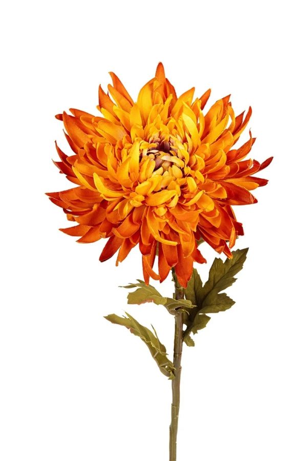 Chrysant, 62cm geel/oranje