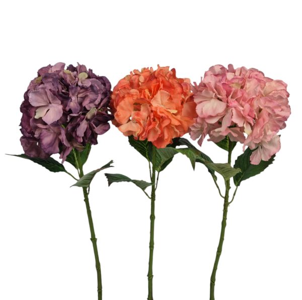 Hydrangea, Pink + Orange + Purple, _x000D_
van elke kleur 4 stuks, 65cm