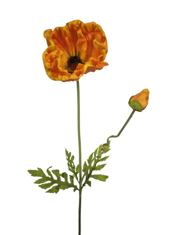 Papaver bloem real touch xl, Orange, 73cm  (Leverbaar augstus)