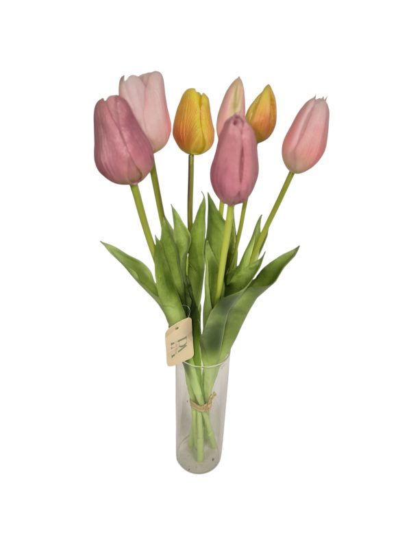 Tulip, Bundle long, Pastel mix, 5 flower 2 buds, 44cm