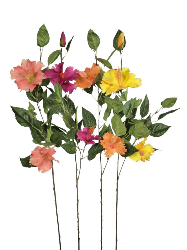 Hibiscus 4x mix, Pink, Hot pink, Orange, Yello, 88cm.