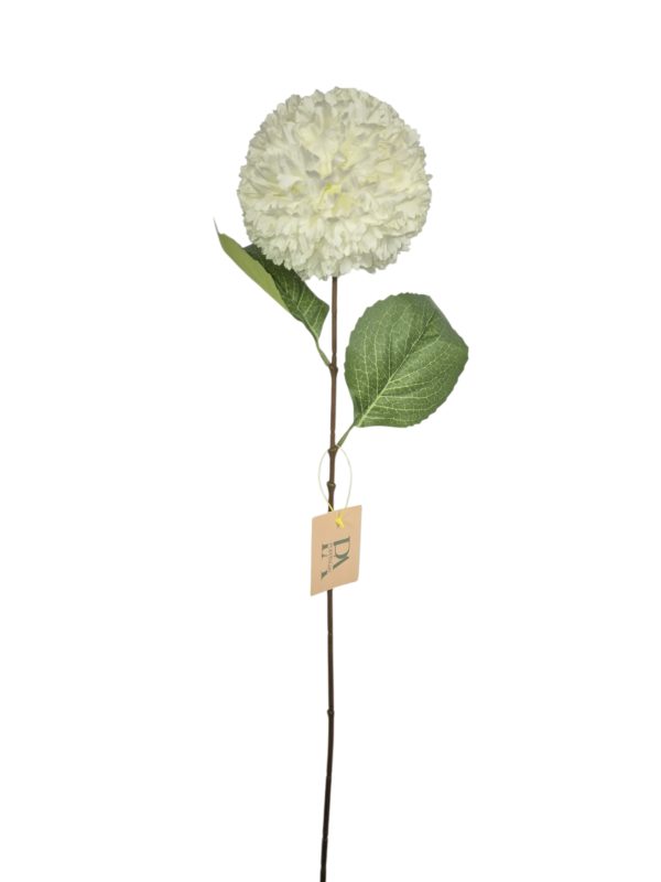 Hydrangea ball with Coffee stem, White, 64cm.