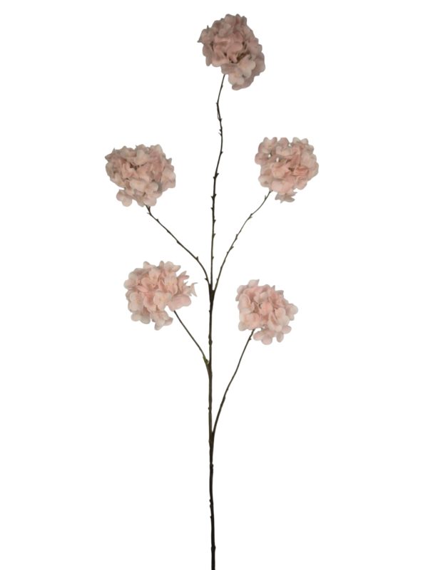 Hydrangea, Real touch, 5 flowers, Light Pink, 128cm,