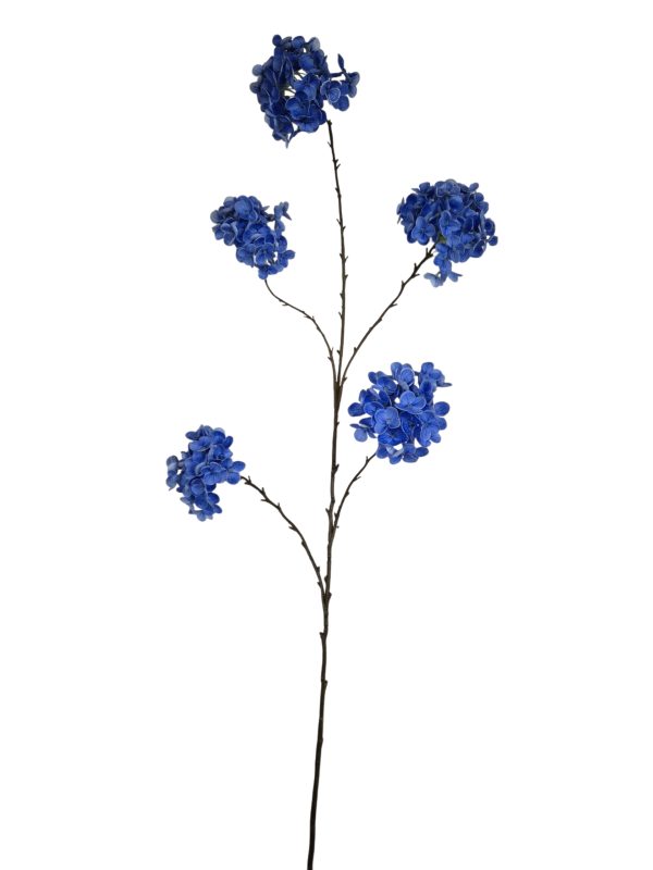 Hydrangea, Real touch, 5 flowers, Bleu, 128cm,