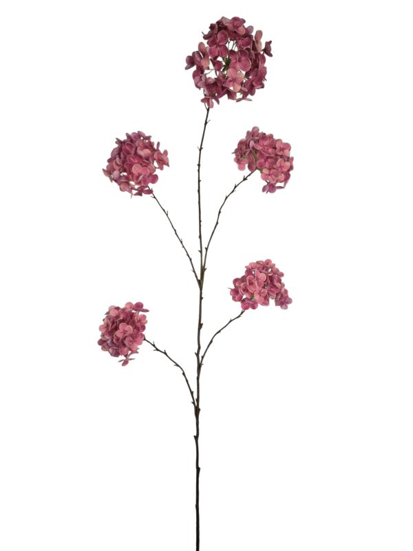 Hydrangea, Real touch, 5 flowers, Hot Pink, 128cm,